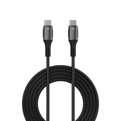 Portronics Konnect 240C 240W Futuristic Unbreakable Nylon Braided Type C to Type C Fast (Black)