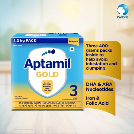 Aptamil Gold Infant Formula Milk Powder For Babies - Stage 3 | 12-24 Months | 1.2 Kgs - Large Pack