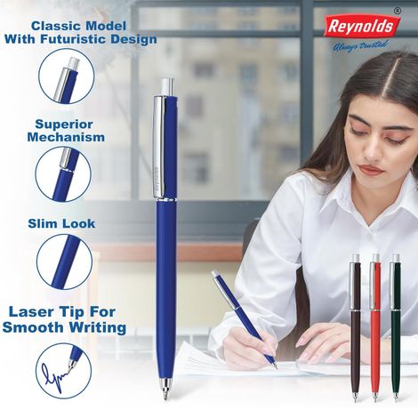 Reynolds Jetter Classic Ball Pen Set (3 Blue Pens For Professional)