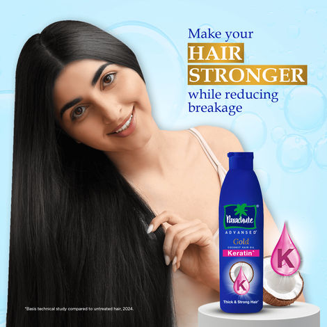 Parachute Advansed Gold Keratin Coconut Hair Oil |Thick & Smooth Hair| No Paraben or Silicone
