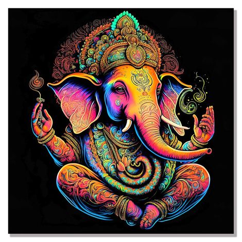 Indianara Lord Ganesha Canvas Painting for wall decoration | 20 x 20 inch - 10413