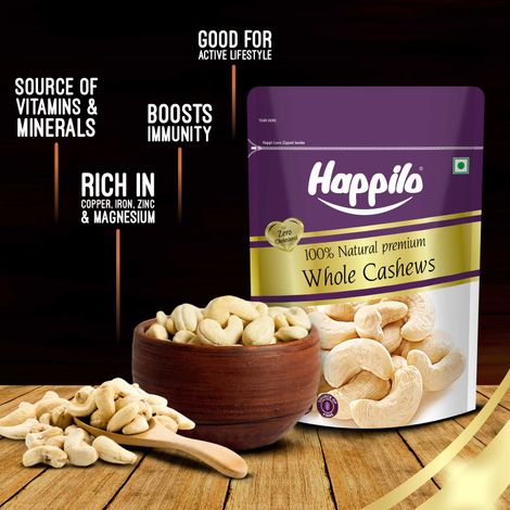 Happilo Premium Whole Cashew Nuts|Whole Kaju|Dry Fruits