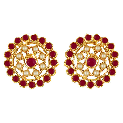 Peora Gold Plated Kundan Beads Choker Necklace with Round Earrings Traditional Jewellery Set