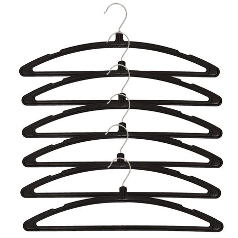 Kuber Industries Plastic 6 Piece Hanger Set for Wardrobe|Multipurpose Hanger Organizer (Black)
