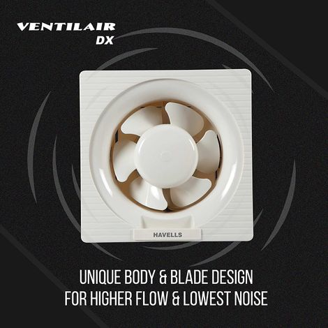 Havells Ventil Air Dx Exhaust Fan, 150mm, Cut Out Size: 6.8X6.8 Square Inches, White