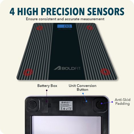 Boldfit Weight Machine for Body Weight Weighing | Digital Large LCD Display - Black | Nexus