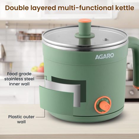 Agaro Regency Multi Cook Kettle Steamer 1.2l Inne Pot Double Layered Body Variable Temperature 600W