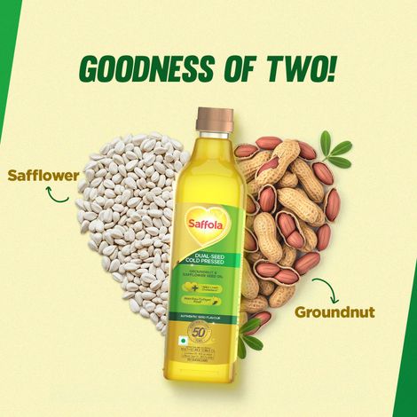 Saffola Groundnut & Safflower Seed Cold Pressed Oil | Multi-Source Oil | Helps Lower Cholesterol