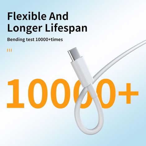 Sounce 80W USB Type-C Charging Cable for Vivo & Iqoo | Fast Charging | Data Sync | 5G - White