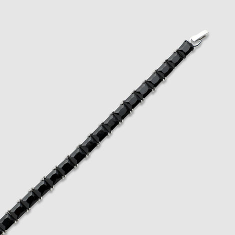 French Accent Geometric Stone Tennis Bracelet - Charcoal Black