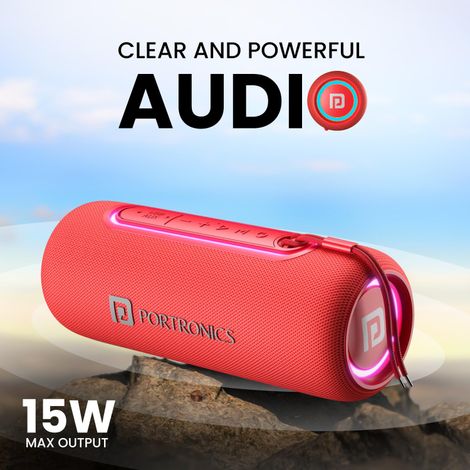 Portronics Resound 2 15W HD Sound Portable Wireless Bluetooth Speaker, Built-in Mic(Red)