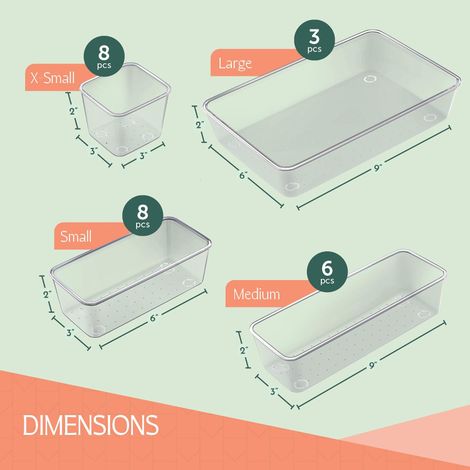 Kuber Industries 25 PCS Clear Plastic Multiple Drawer Organizer|Including 4 Sizes Small for Kitchen