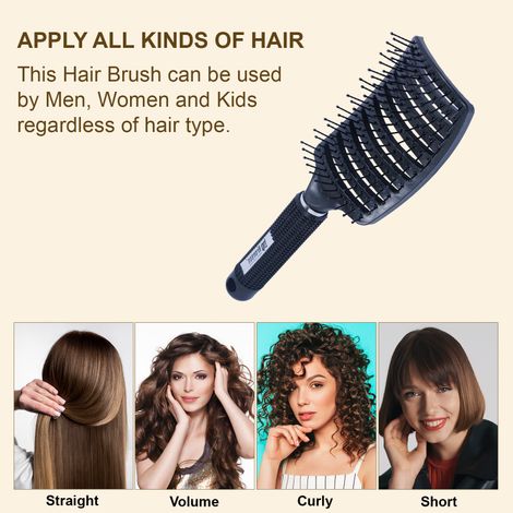 Bronson Professional Paddle Hair Brush Vented For Detangling And Instant Hair Volume - Black