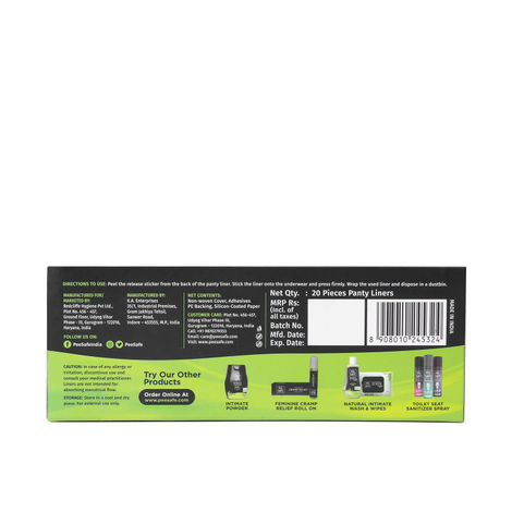 Pee Safe Aloe Vera Panty Liners for Everyday Protection