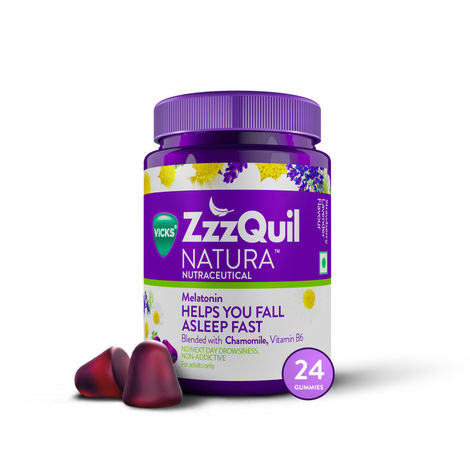 Vicks ZzzQuil Natura, Non-Addictive Sleep-Aid Gummy, Melatonin Helps You Fall Asleep Fast