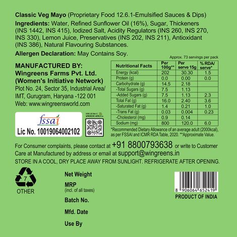 Wingreens Classic VEG Mayo