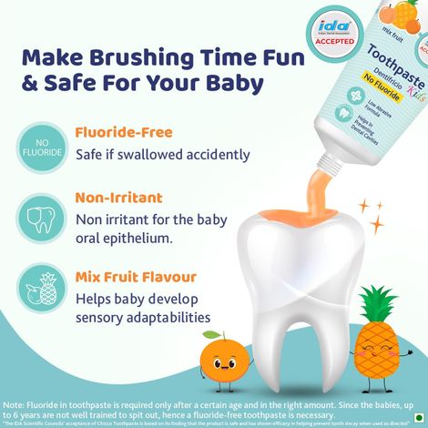 Chicco Toothpaste Mixfruit 1-6Y Nofluoride