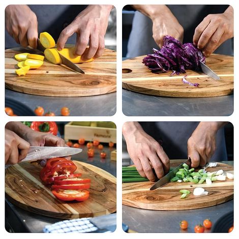 Femora Acacia Chopping Board Cutting Board Oval Shape 15 X 11 Inch (39 X 28 Cm)