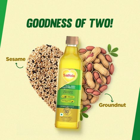 Saffola Groundnut & Sesame Seed Cold Pressed Oil | Multi-Source Oil | Helps Lower Cholesterol