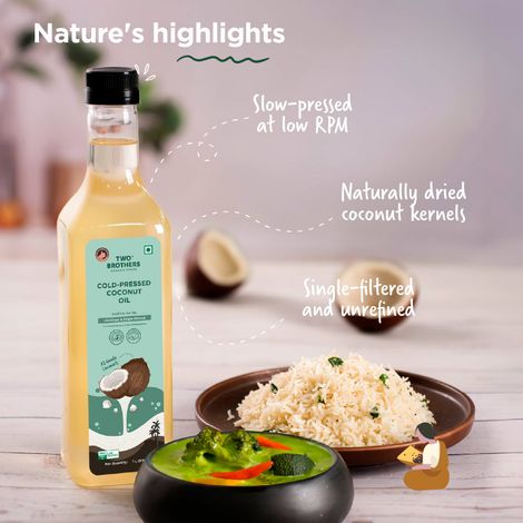 Two Brothers Coconut Wood Pressed Oil Single-filtered | Plastic bottle