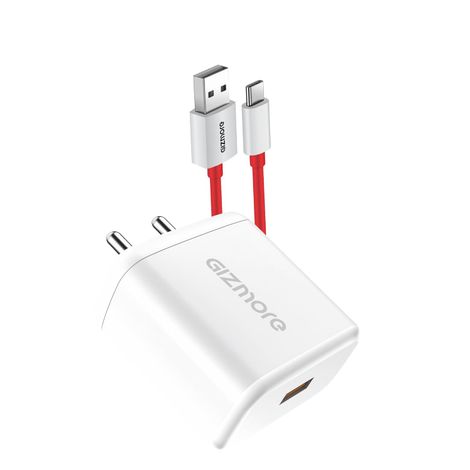 Gizmore Pa665 Dash Svooc Usb Output 65W Ultra Super Fast Charger - White & Red