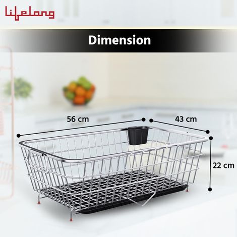 Lifelong Kitchen Organizer Stainless Steel Drying Rack Utensil Drainer Basket Sink Bartan Stand