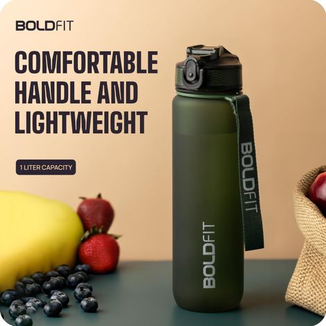 Boldfit Sipper Water Bottle Motivational 1L Hunter Green