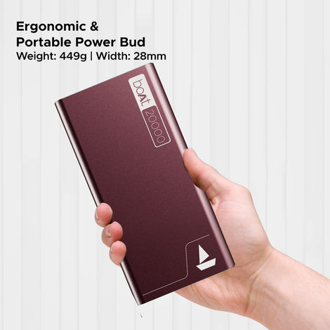boAt 20000 mAh Power Bank w/ 2-Way 22.5W Fast Charging & Smart Power Management - PB400 (Burgundy)