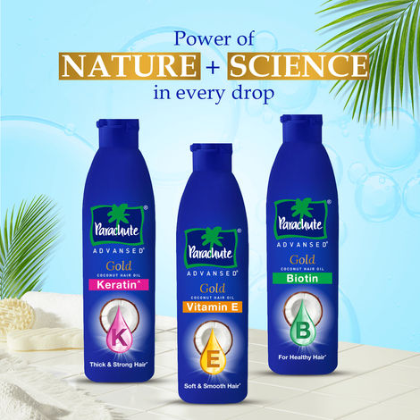Parachute Advansed Gold Vitamin E Coconut Hair Oil| Long & Soft Hair| No Paraben & Silicones
