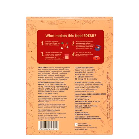 HUFT Sara's Wholesome Food Chicken Biryani Dog Food Pack