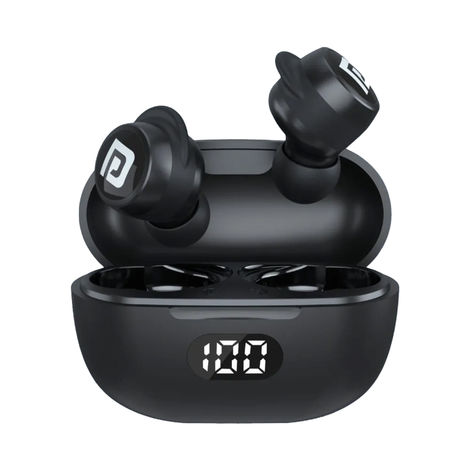 Portronics Harmonics Twins S5 Smart TWS Earbuds with LED Display, 15Hrs Playtime, Bluetooth 5.3V, Music & Game Modes, Low Latency, Ipx4 Water Resistant, Voice Assistant, Type C Fast Charging - Black