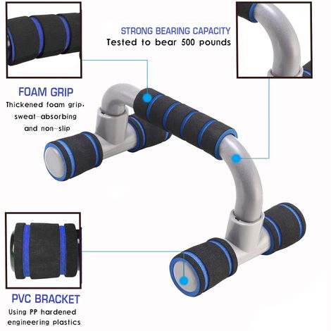 Strauss Moto Push Up Bar, Pair (Black/Blue)