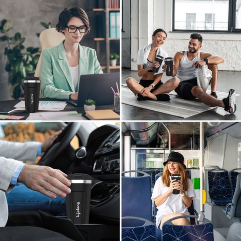 Lifelong Insulated Mug,Vacuum Insulated Temperature , 8 Hours Hot and 14 Hours Cold, 510 ml, Black