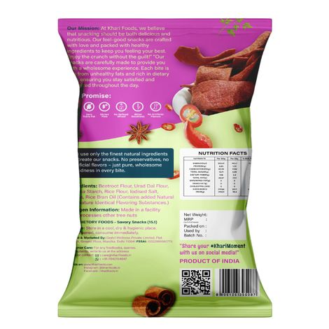 Khari Foods Peri Peri Beetroot Crispies Chips - No Palm Oil