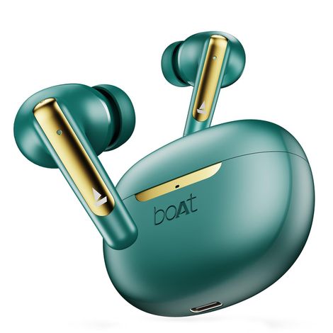 boAt Airdopes 141 ANC in Ear TWS Earbuds with mic, Active Noise Cancellation(32dB), 50ms Low Latency, 4Mics ENx, 42Hrs Battery, Fast Charge, IPX5, v5.3 Bluetooth - Green