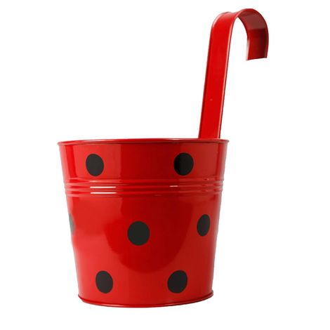 TrustBasket Polka Dotted Round Railing Planters | Balcony Hanging Pots - Multicolor