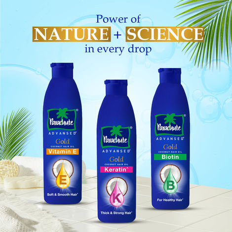 Parachute Advansed Gold Keratin Coconut Hair Oil |Thick & Smooth Hair| No Paraben or Silicone