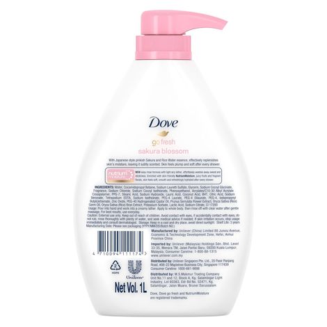 Dove Go Fresh Body Wash | Sakura Blossom & Pink Salt | For Moisturised Skin