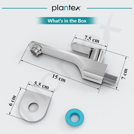 Plantex ORN-202 Brass Bib Cock Water Tap - Teflon Tape & Wall Flange (7 Year Warranty)