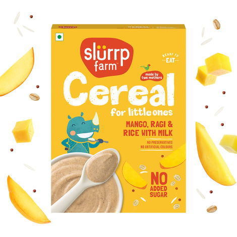 Slurrp Farm No Added Sugar Cereal - Ragi Rice and Mango with Milk | No Preservatives