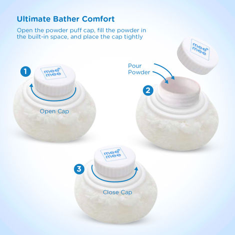 Mee Mee Soft Feel Powder Puff with Box Holder | BPA-Free | Blue