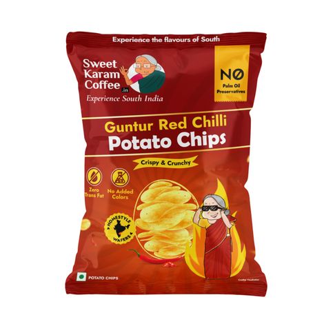 Sweet Karam Coffee - No Palm Oil Potato Chips - Guntur Red Chilli