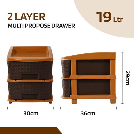 Kuber Industries Modular 2-Layer & 19 L Plastic Drawer Storage Organiser | Chocolate Brown