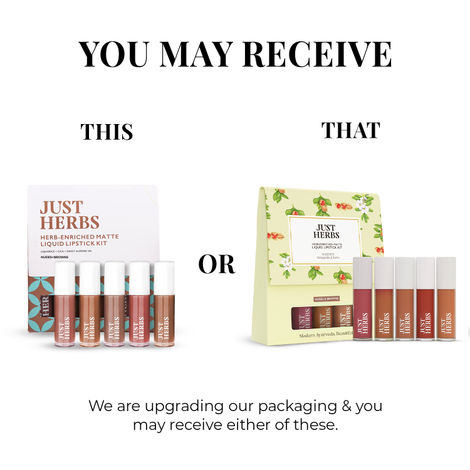 Just Herbs Enriched Liquid Lipstick Kit | Set Of 5 | Nudes And Browns