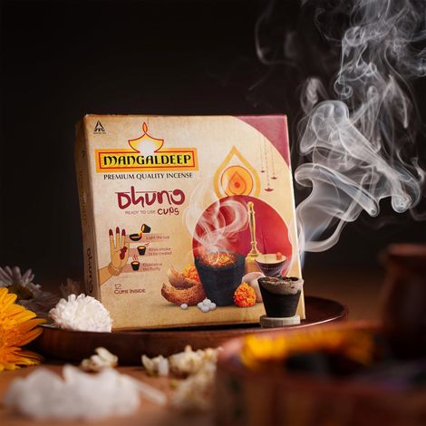 Dhuno Cup - Made From Chhobra, Camphor And Dhuno | 12 Cups | Mangaldeep