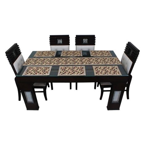 Dream Care PVC Printed Table Mat with Table Runner for Dining Table 6 Seater