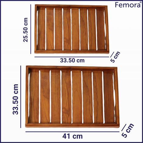 Femora Mango Wooden Rectangular Serving Tray | 2 pcs Set
