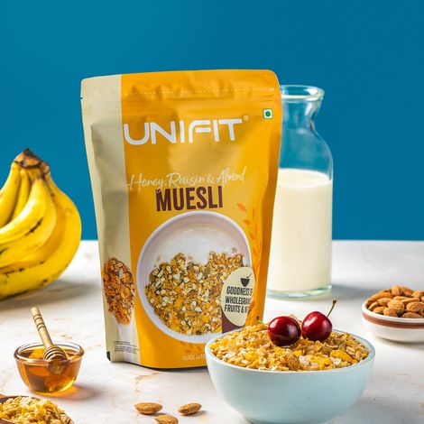 Unifit Honey Raisin Almond Muesli | Crunchy and Nutritious