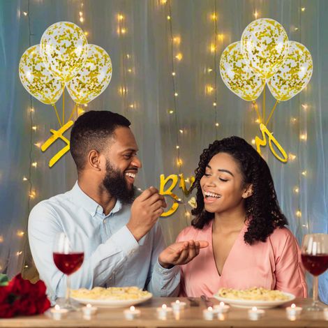 Party Propz Birthday Decoration Items Kit | 1 Pcs Banner-8 Pcs Confetti Balloons & 1 Pcs LED Light