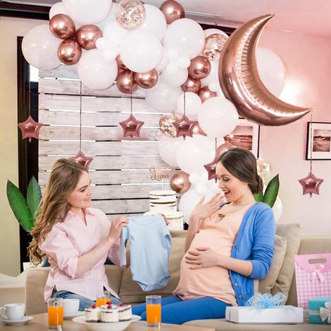 Party Propz Elegant Party Decoration Combo Rose Gold and White Foil Metallic Balloon for Decoration